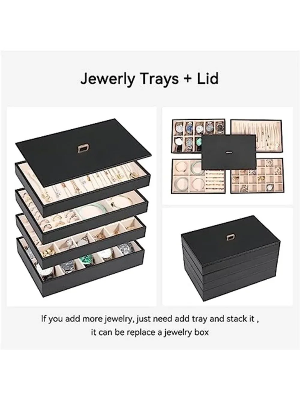 Jewelry Organizer Box Stackable Storage Case Ring Earring Necklace Holder